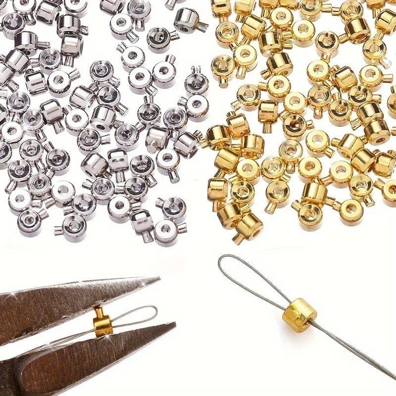 20 peças de fivelas de posicionamento de cobre 3x4mm com capas para contas - Conectores para colares e pulseiras DIY, ac