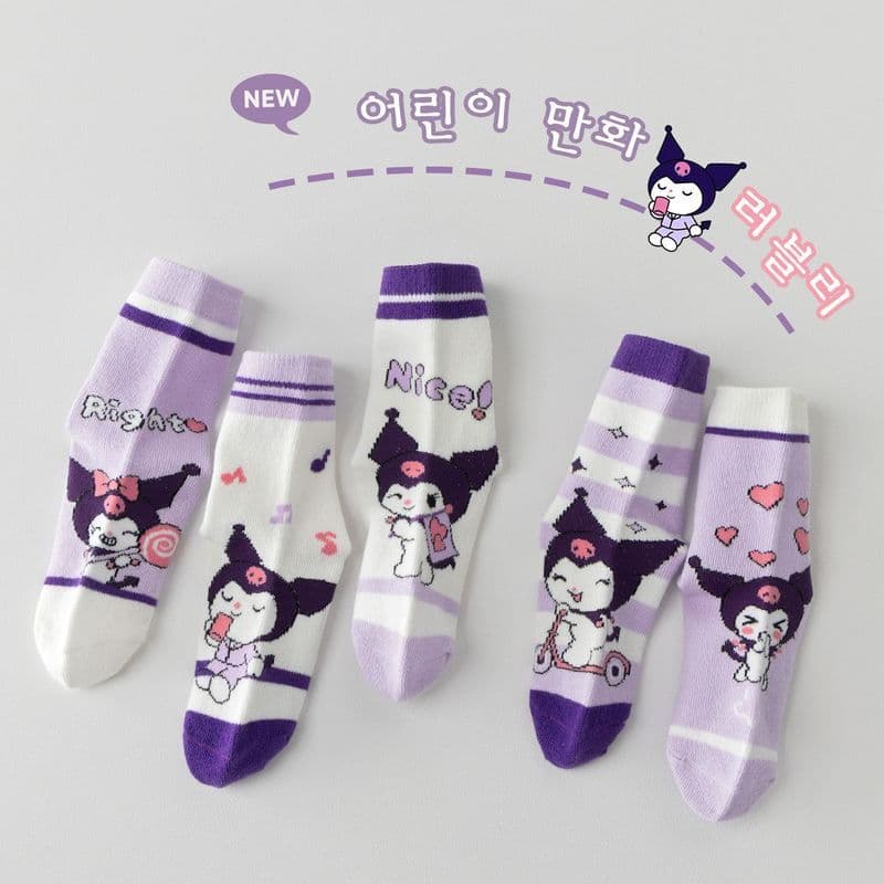 [5 peças] meias infantis de algodão cano médio/estilo outono inverno meninos meninas meias de desenho animado