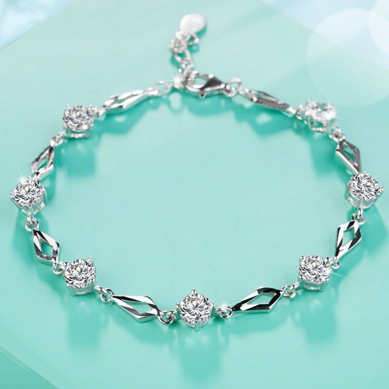 Jovem em forma de diamante amor japonês coreano moda em forma de diamante carro flor diamante pulseira meninas acessório