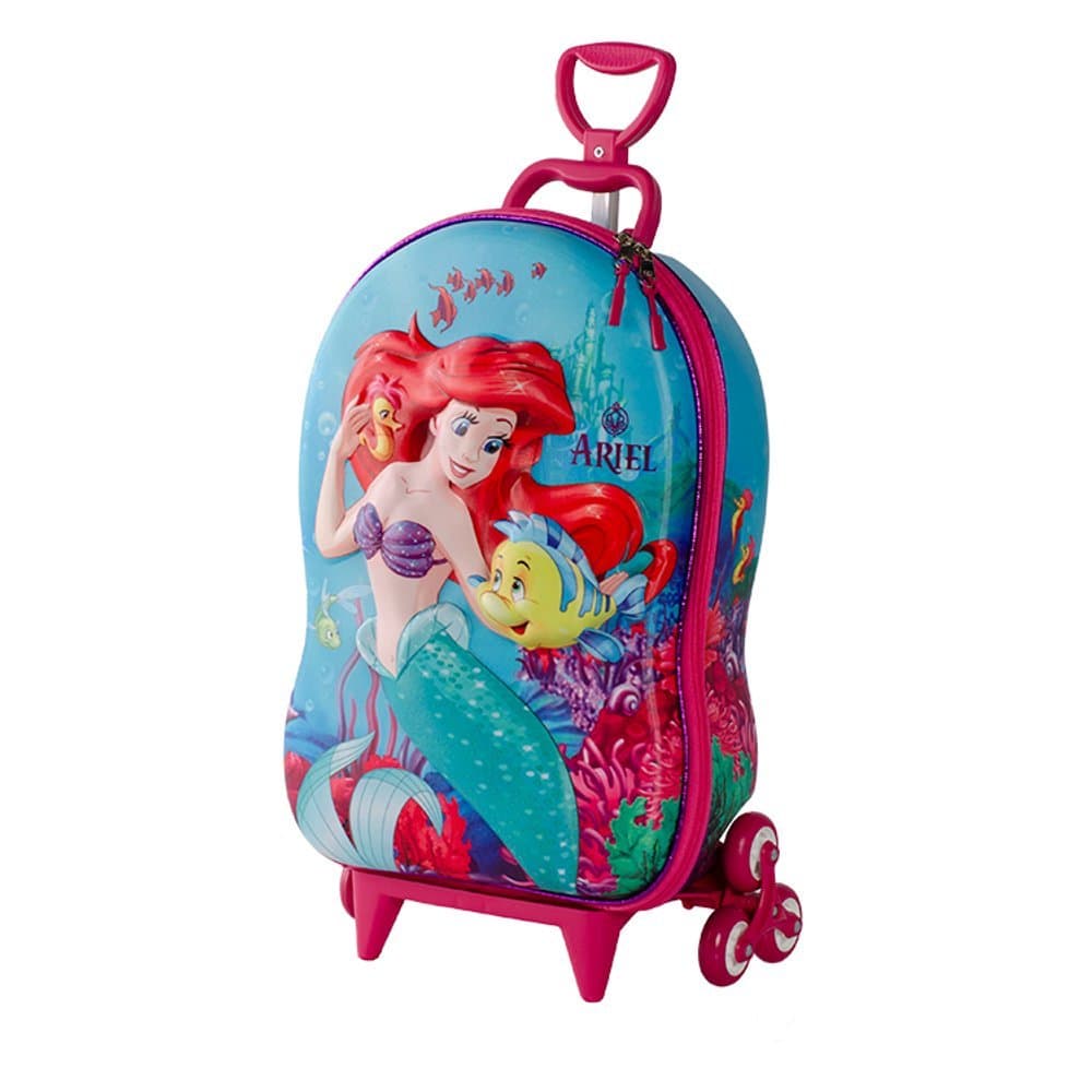 Mala Infantil Ariel Pequena Sereia 3D Com Rodinhas