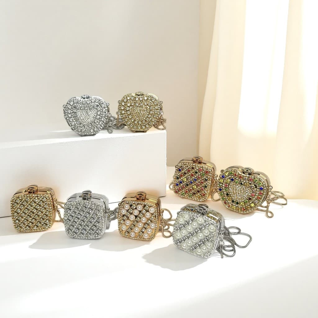 Mini Bolsa De Caixa De Acrílico Incrustada De Diamantes , Acessórios Crossbody Elegante E Versátil