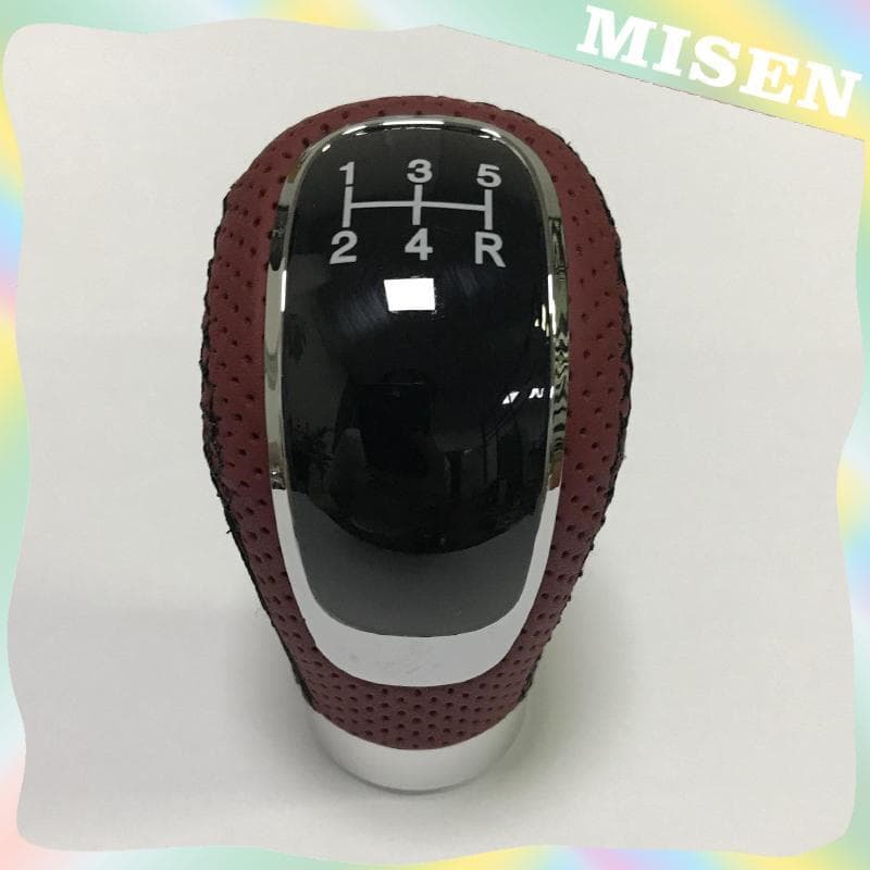 [Misen] Alumínio + Couro Manual Gear Stick er Knob Universal 5 Comprimento 9.2 Cm Black Sliver