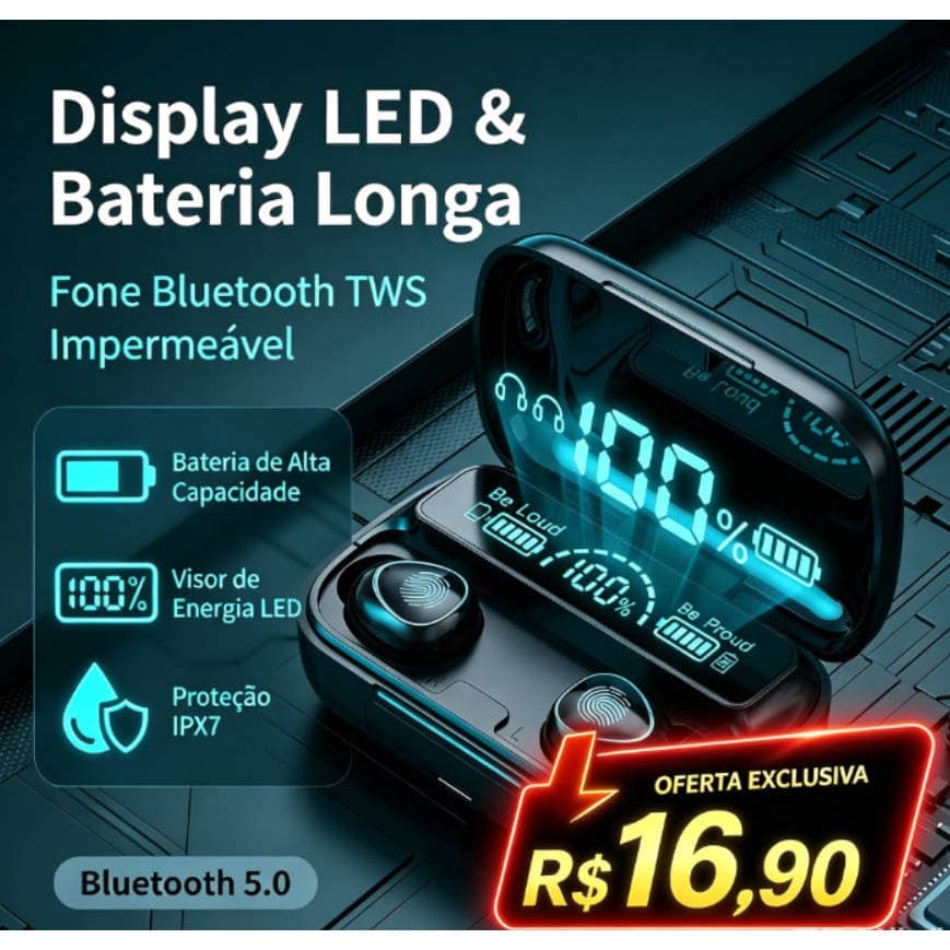 Kit M10 TWS 5.3 Redução Ruído | À Prova d'Água Display LED | Longa Autonomia Presente Lembrancinha Atacado