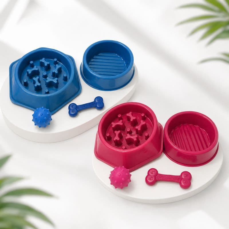 Kit Comedouro Bebedouro Lento Comilão Cães Ansiosos Pet