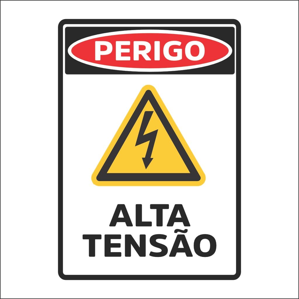 KIT 5 Placa Perigo Alta Tensão 13x19cm PVC | Risco Elétrico