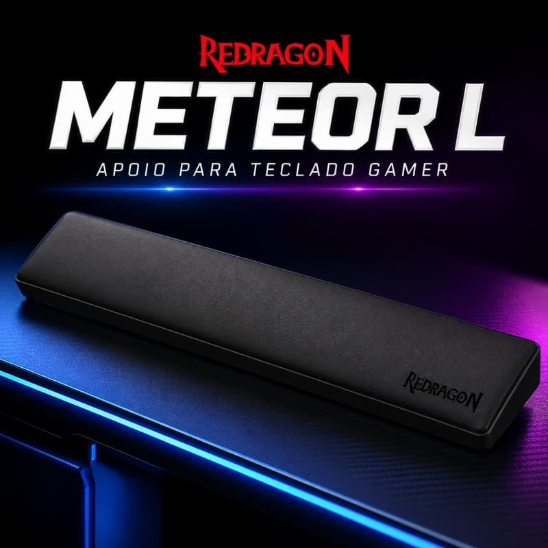Apoio de Descanso Punho  Redragon Meteor L P037 Ergonômico Full Size 435x73x20mm Preto