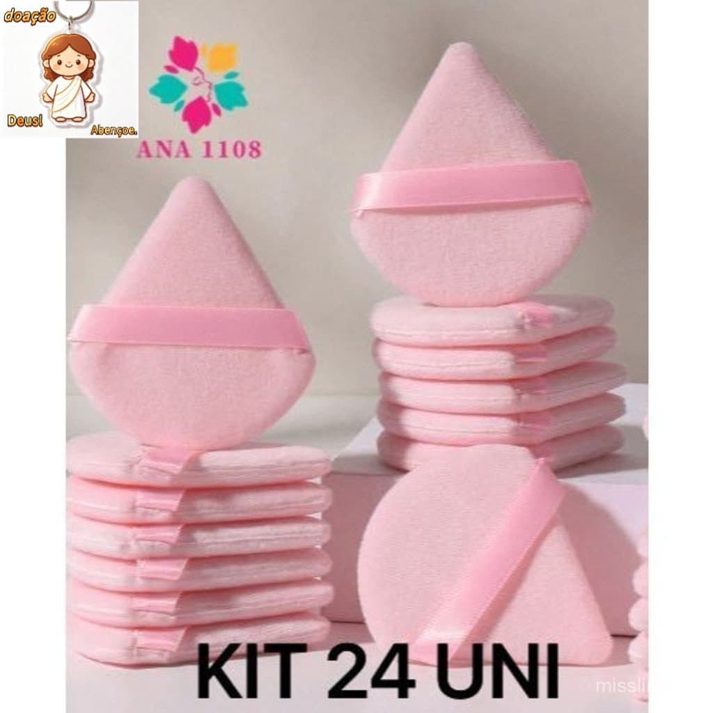 ANA1108 Kit 24/48 unidades Esponja Triangular Para Pó De Veludo Maquiagem
