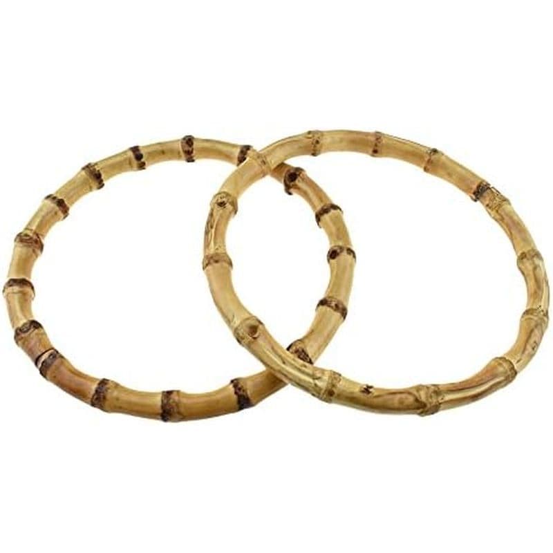 Alça De Bolsa De Bambu Haiyo Suportes De Anéis De Madeira Redondos Diâmetro Interno 5.5 Polegadas Resistente Espaçoso Pa