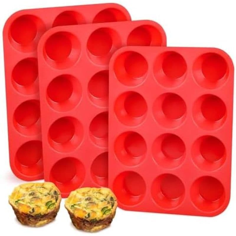 Forma De Muffin De Silicone CAKETIME , Cupcake De 12 Xícaras Para Assar Bandeja Antiaderente De Qualidade Alimentar De 3