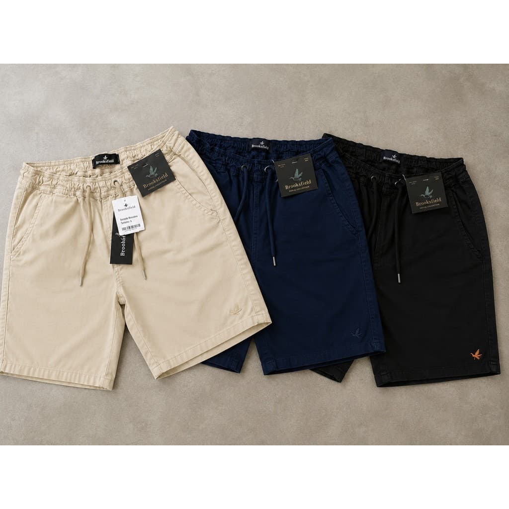 KIT 3 Short Bermuda Mauricinho Sarja Premium Elástico Qualidade - Diversas Cores Dia a Dia Casual