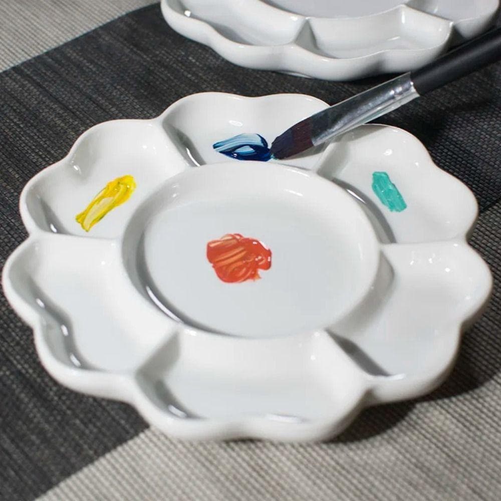 Paleta De Pintura Cerâmica MSEADA , Bandeja De Portátil Branca , Porcelana Em Formato De Flor 6/7/8/9 Grades