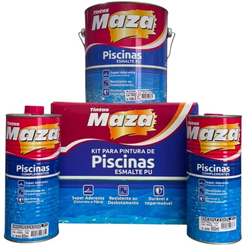 Kit Tinta Esmalte Pu Azul Piscina Maza 4,5l Azul