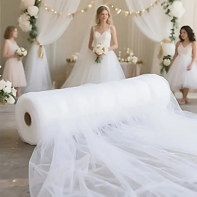 Super Longo 16 Metros De Tecido De Tule Transparente Rolo De Organza Pano Líquido Para Cenário De Casamento Corredor De