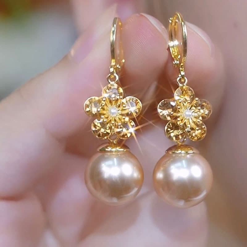 Nova Cor Champanhe Pérola Zircão Flor Brincos Para Mulheres Moda Personalizado Acessório Diário Festa Jóias Presentes De