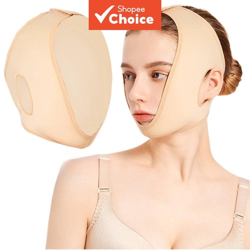 Faixa de emagrecimento facial com formato de rosto V, elástica, para remoção de papada dupla e levantamento do rosto,