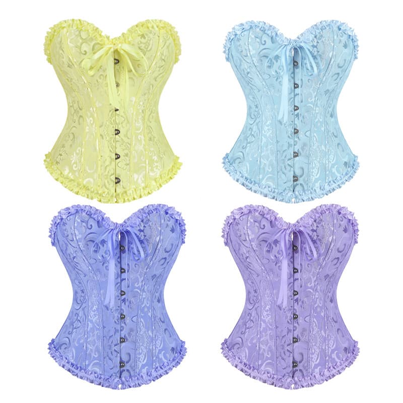 Corset Feminino Vintage Overbust, Bustier para Cosplay e Fantasias de Festa ZFSO
