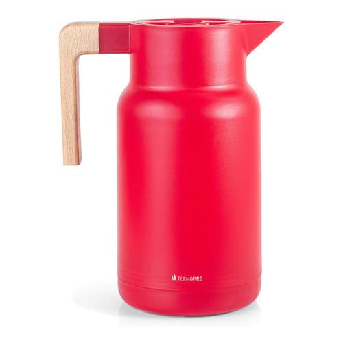 Garrafa Térmica Café Chá Suco Bule Térmico Vermelha 1 Litro Wood Fashion Termopro