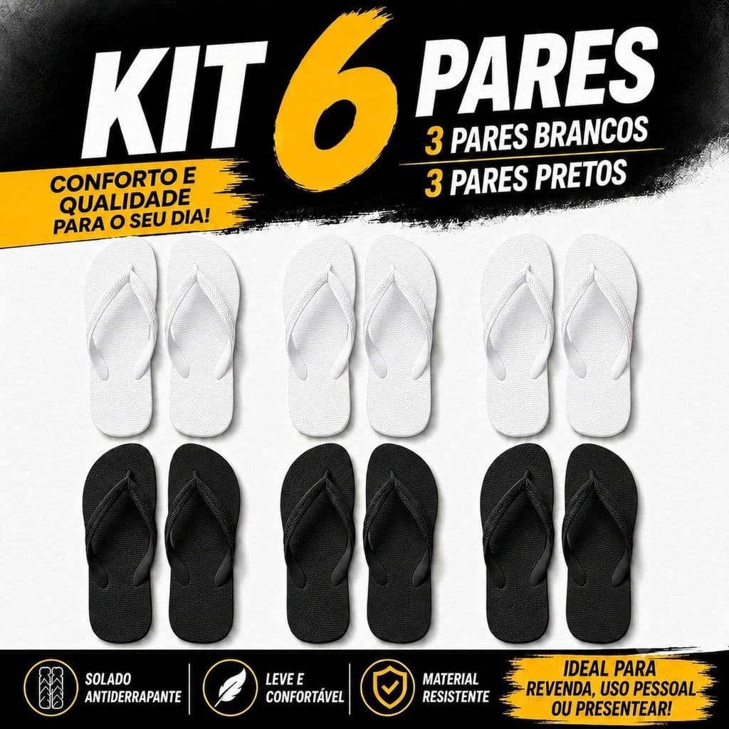 Kit 6 Chinelos Masculino Feminino revenda