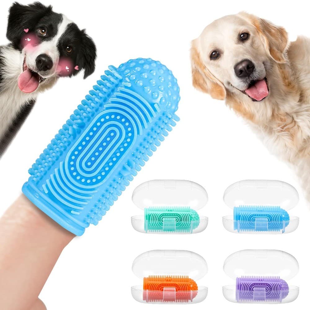 4 Pacote Cão Dedo Escova De Dentes Silicone Macio Pet Kit Limpeza Dental Cuidados Para Cães Pequenos Médios Grandes