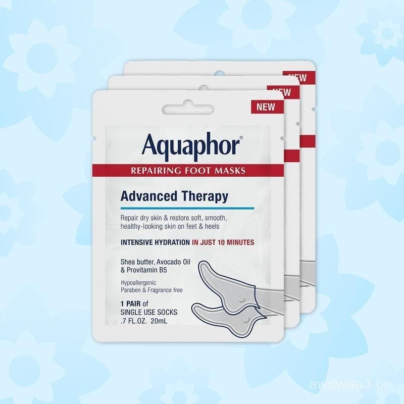 Máscaras Reparadoras para Pés Secos Aquaphor, Meias Hidratantes com Óleo de Abacate e Manteiga de Karité, 3 Pares de Mei