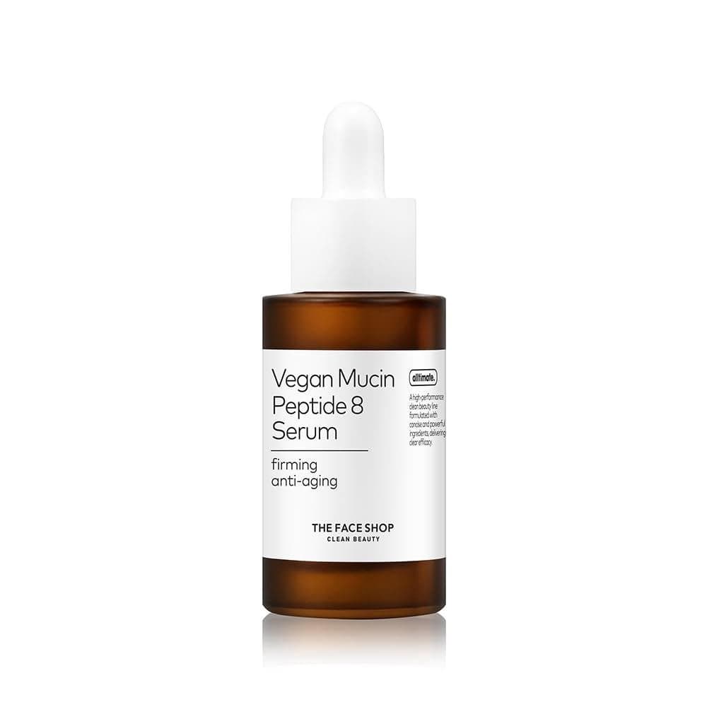 The Face Shop 8 Peptide Serum, sérum hidratante e firmador à base de mucina vegana, anti-envelhecimento, adequado para t