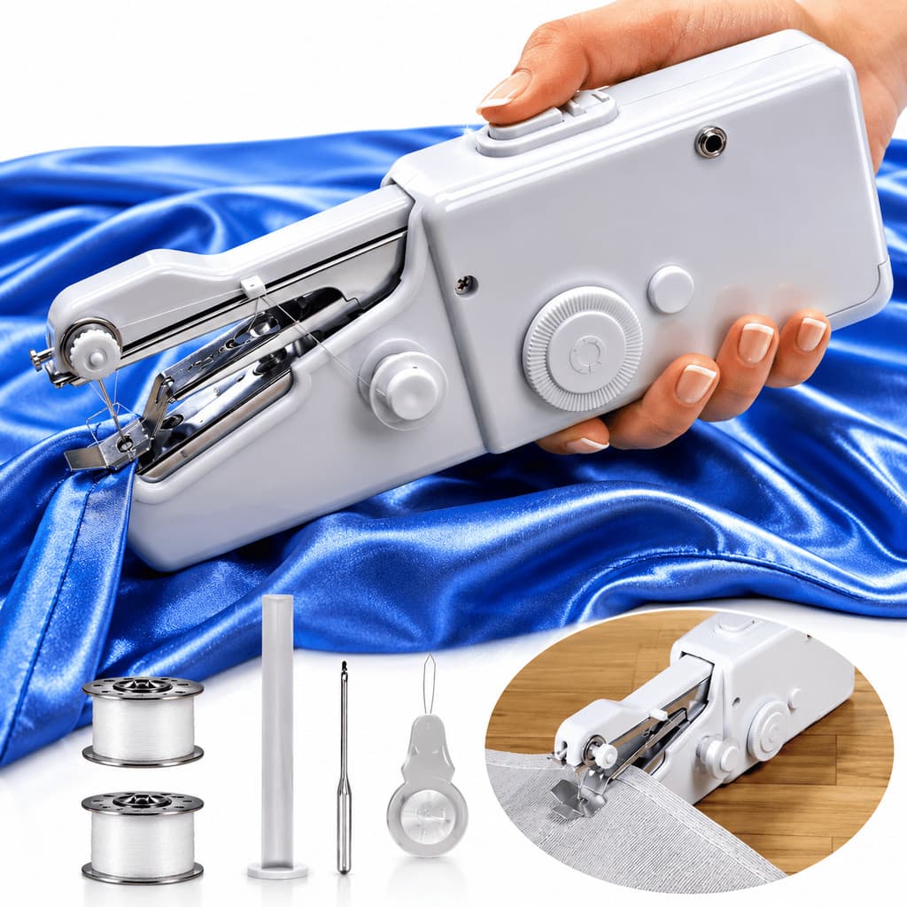 Mini Máquina De Costura Portátil Ponto Acessível Costurar Sem Fio Roupas Tecidos Manual Cortina Barra Remendo Eficiente
