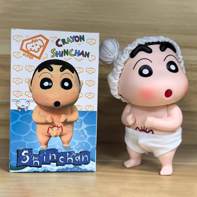Figuras de brinquedo fofas do Crayon Shin-chan, toucas de banho em caixa, roupas íntimas, decorações de mesa 9LJU RNEU