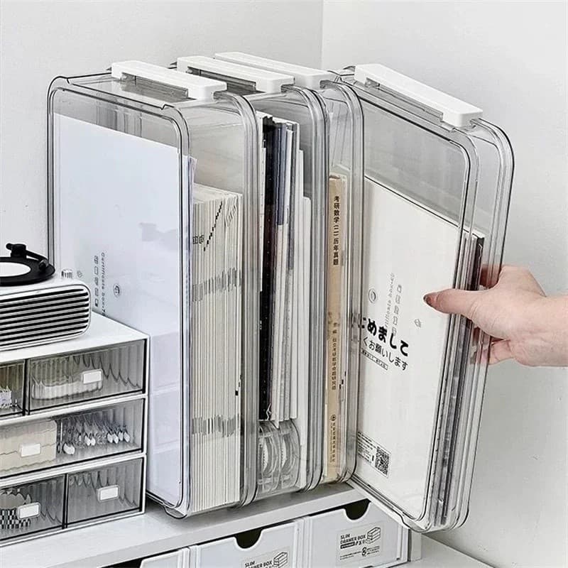 Caixa de Armazenamento de Papel Transparente de Acrílico para Mesa, Organizador de Documentos A4, Papel de Exame, Porta-