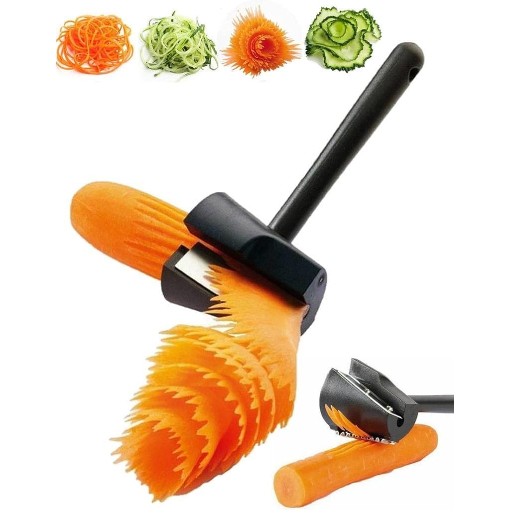 Cortador e Descascador de Cenoura, Cortador em Espiral de Cenoura Preta, Fatiador de Raízes e Frutas, Ferramenta de Deco