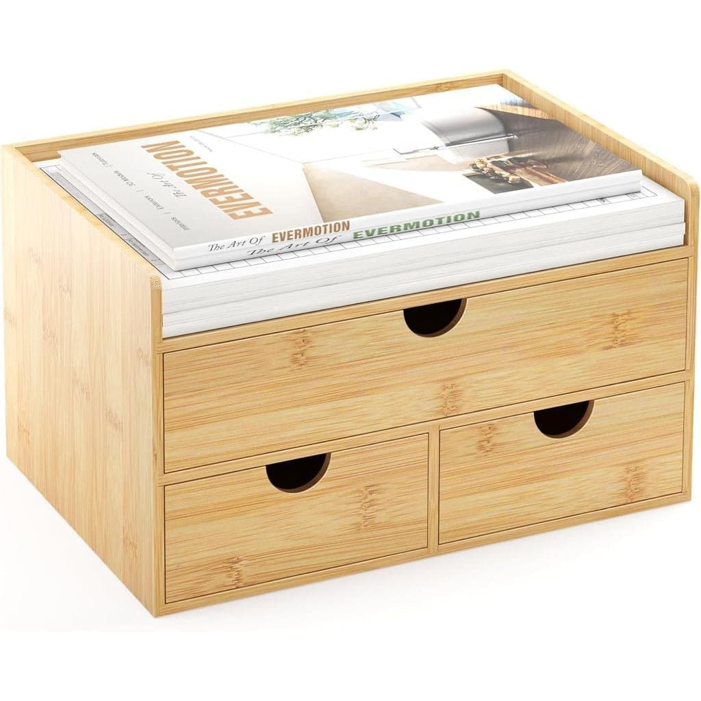 Organizador de Mesa com Gavetas - Organizador de Mesa em Bambu |   Organizador de Gavetas de Madeira para Mesa, para Not