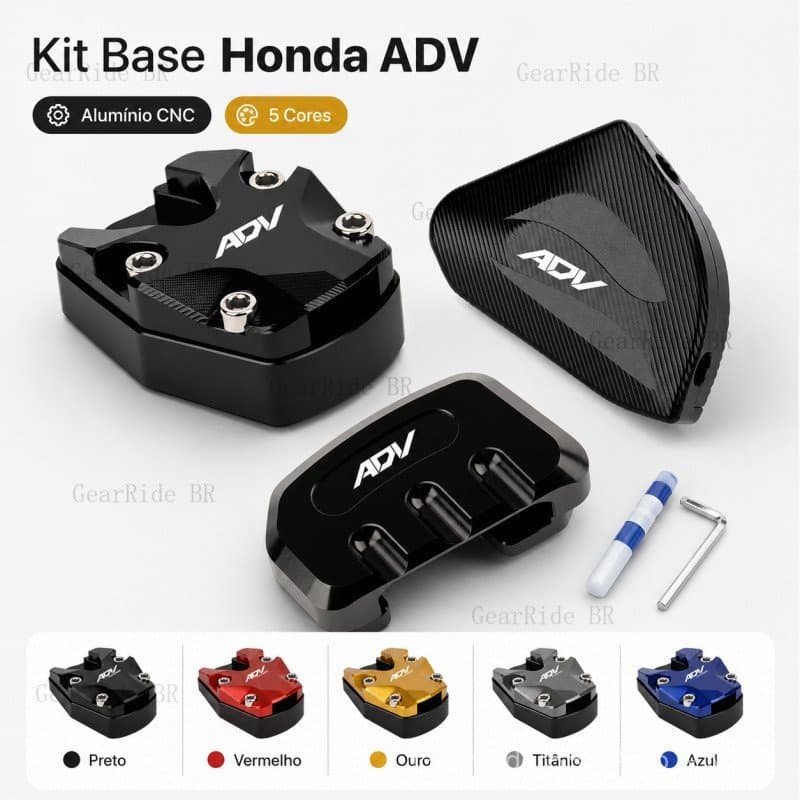 Kit Base Lateral Central Apoio Pé Honda ADV 150/160 Alumínio CNC Acessórios Modificação