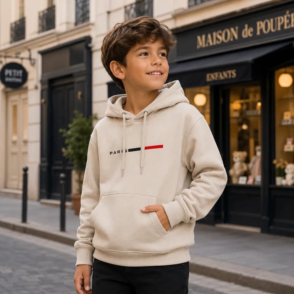 Moletom Canguru Infantil Com Capuz Estampado Milano Masculino Confortável Quentinho Grosso Com Bolso