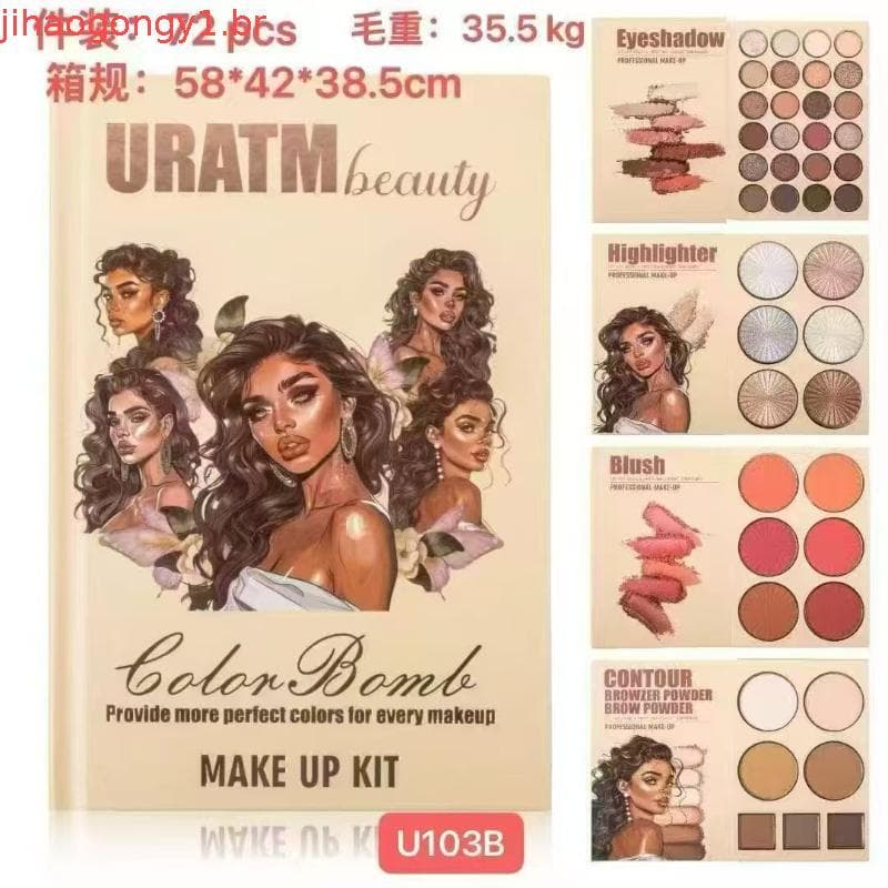 book de maquiagem 43 Cores 4 Páginas Livro Em Forma De Paleta De Sombra Matte Eyeshadow Glitter Contorno De Pigmento Pó