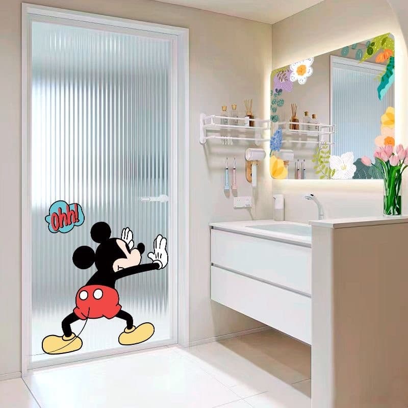 Adesivos Estáticos de Vidro com Tema do Mickey para, Cozinha,, Porta Deslizante, Adesivos Anticolisão Estático