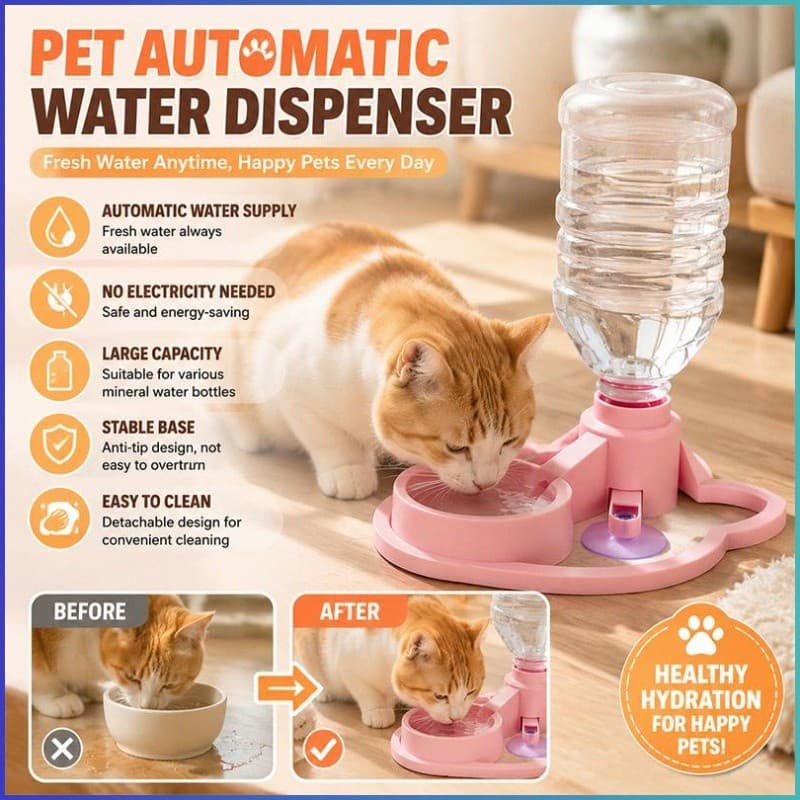 Fonte de água para gatos, dispensador automático de água para animais de estimação, sem filtro, sem necessidade de eletr