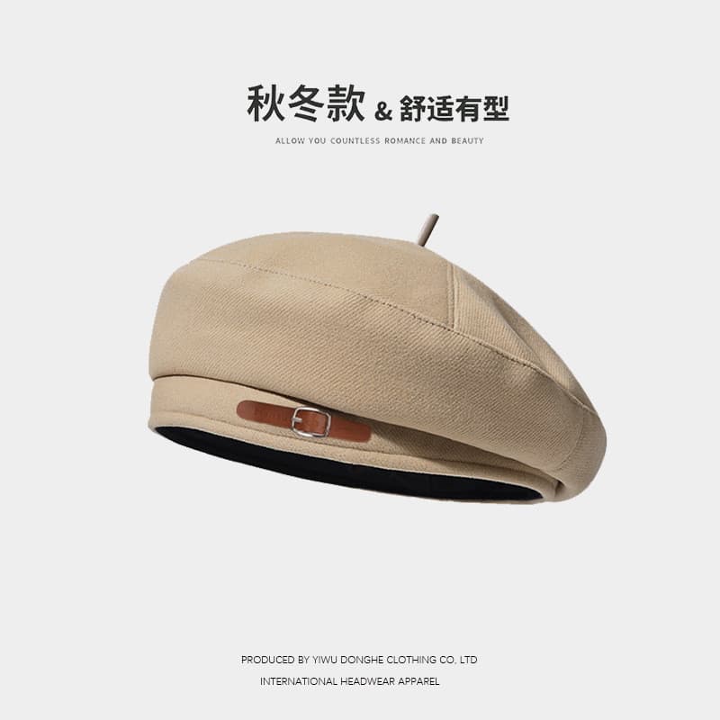Influenciador novo estilo coreano boina de lã feminino outono inverno japonês arte pintor chapéu britânico Retro boina c
