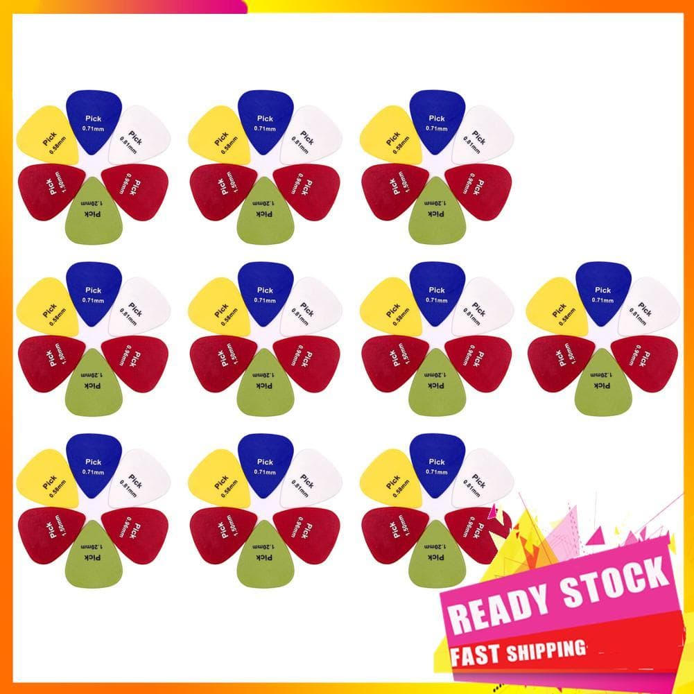 Gfgfgfgg Conjunto de palhetas para guitarra, 100 peças, cores brilhantes abs osted com kit de substituição redondo s