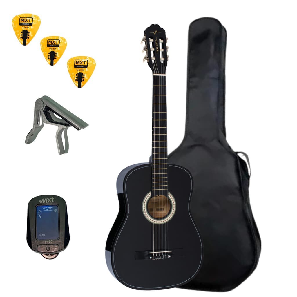 Kit Violão Acústico Vogga Vca102n C/ Capa Clássico 38" Nylon + Afinador Capotraste