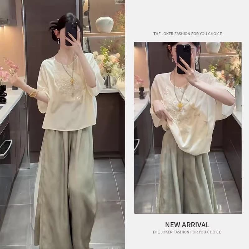 Verão novo estilo gordura mm usar feminino novo estilo chinês estilo chinês mais magro olhar capa barriga superior Casua