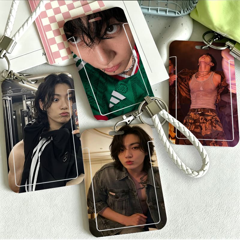 Porta-Crachá Kpop Personalizado para BTS com Sua Foto Photocard Holder Cartão Identificação Estudante Trabalho Cordão.