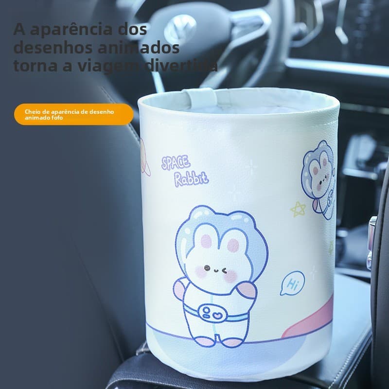 Lixeira dobrável para carro, lata de lixo Interior à prova d'água para carro de camada dupla, caixa de armazenamento de
