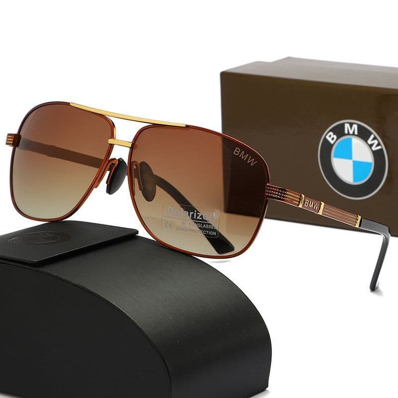 Óculos De Sol BMW Masculino Polarizado Moda Piloto Grande Armação De Metal Para Dirigir UV400