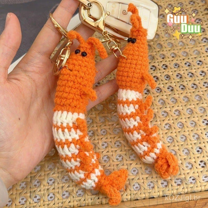 [Guudu] Chaveiros De Camarão Tecidos À Mão De 1/2 Unidades-Presentes De Aniversário De Amigos-Porta-Chaves Com Pingente