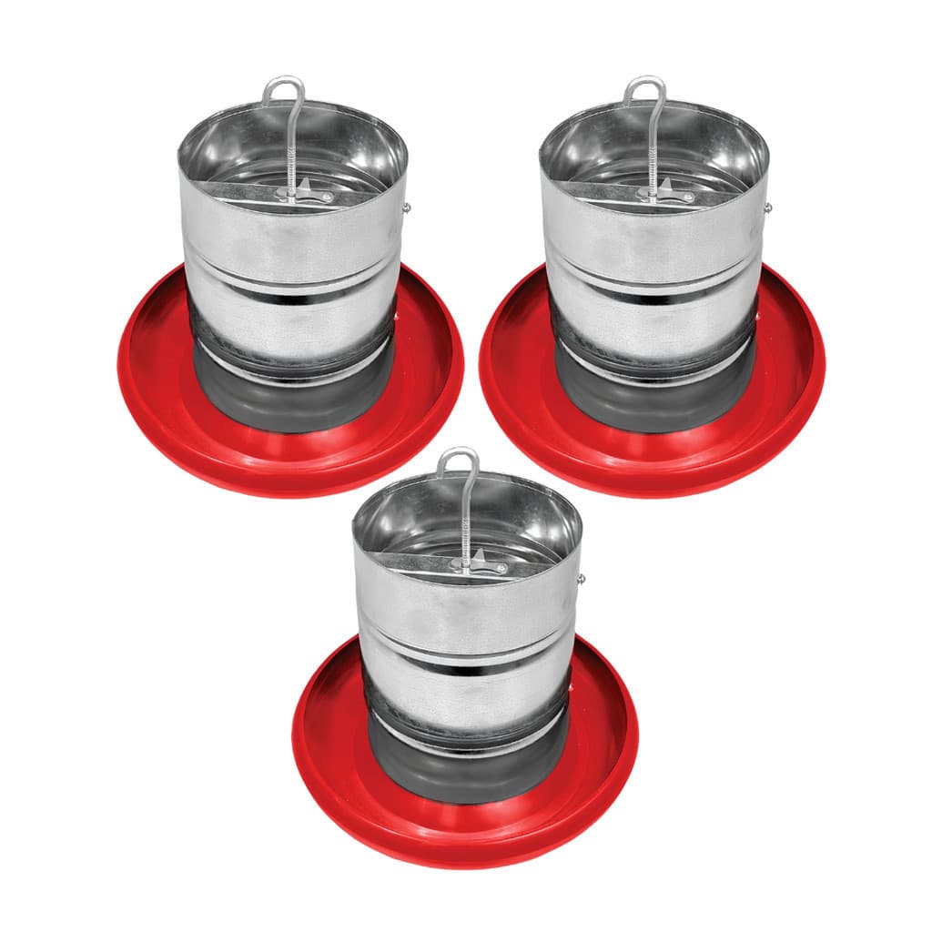 Kit 3 Comedouro Tubular 5kg p/ Frango Aves Galinha Faisão Prato Anti Desperdicio