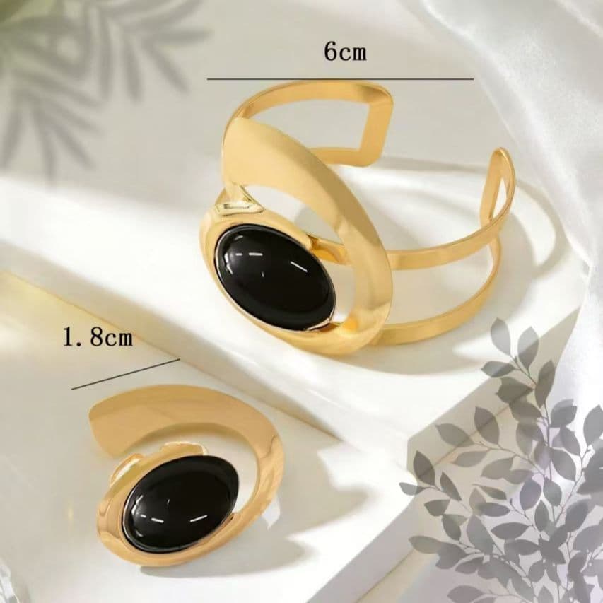 Novo estilo geométrico Oval caracol espiral sentir oco aberto pulseira anel conjunto jóias de venda quente