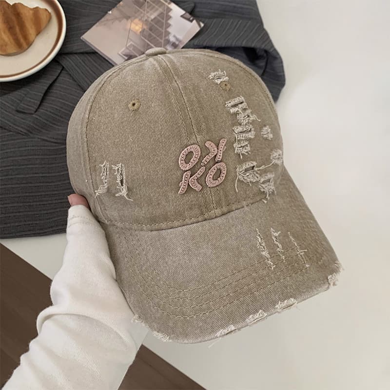 Boné de Beisebol Unissex Vintage com Letras Bordadas, Estilo Urbano, Boné Bico de Pato Desgastado