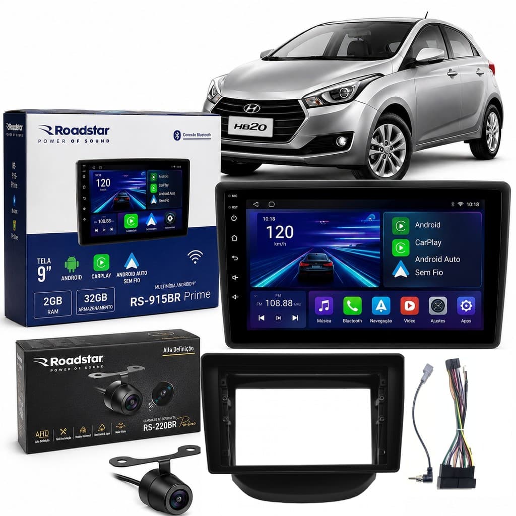 Central Multimídia 9 Pol Hyundai Hb20 2012 2019 Câmera Ré
