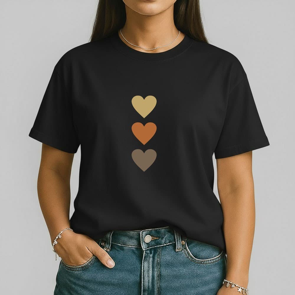 Camiseta 100% Algodão Estilo Casual Feminina Corações Minimalista Moda Cute Trendy Dia Dia Presente