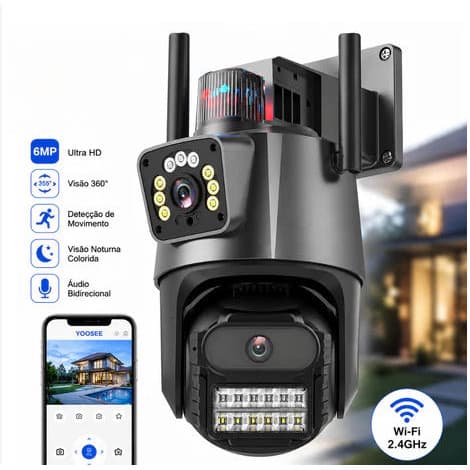 P11 Wi-Fi YOOSEE/ICSEE IP66 Câmera de segurança externa de 360 graus °   Lente dupla 4K 6MP e à prova d'água