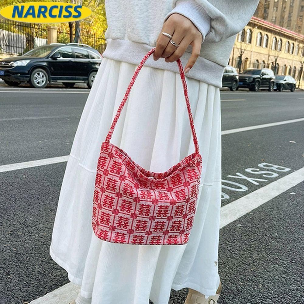 Sacola NARCISSUSPW , Bolsa De Ombro Com Padrão Tradicional De Grande Capacidade Nas Axilas Abertura Ampla
